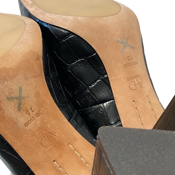 AD & Daughters Esmea Croc Printed Fall Preppy Chic Leather Pumps Black 7.5 - Picture 11 of 13